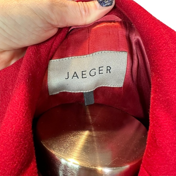 Jaeger Pea Coat Womens Wool Soft Stretch Pockets Collared Button Up Red 10 - Picture 6 of 11